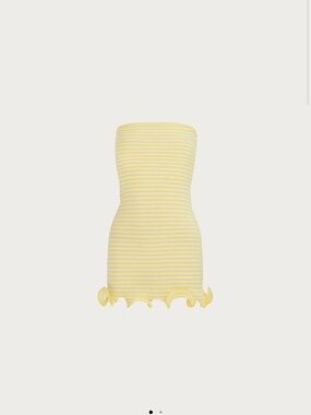 Same RUFFLE HEM STRAPLESS
MINI DRESS
Butter Yellow Stripe